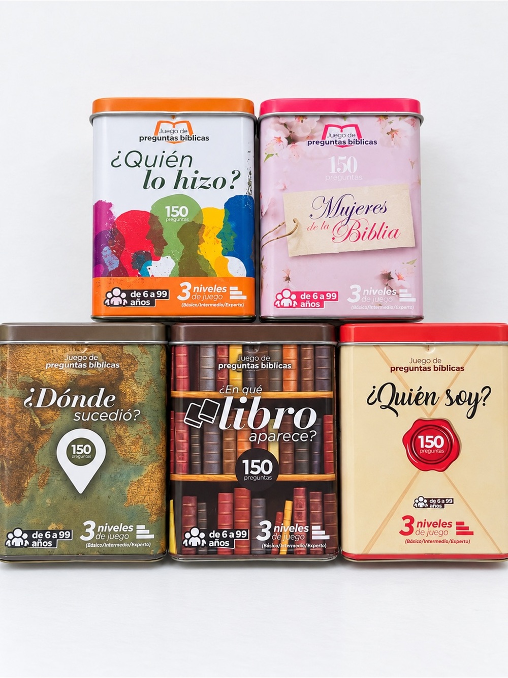 Juego de preguntas bíblicas - Set de 5 Latas Variadas